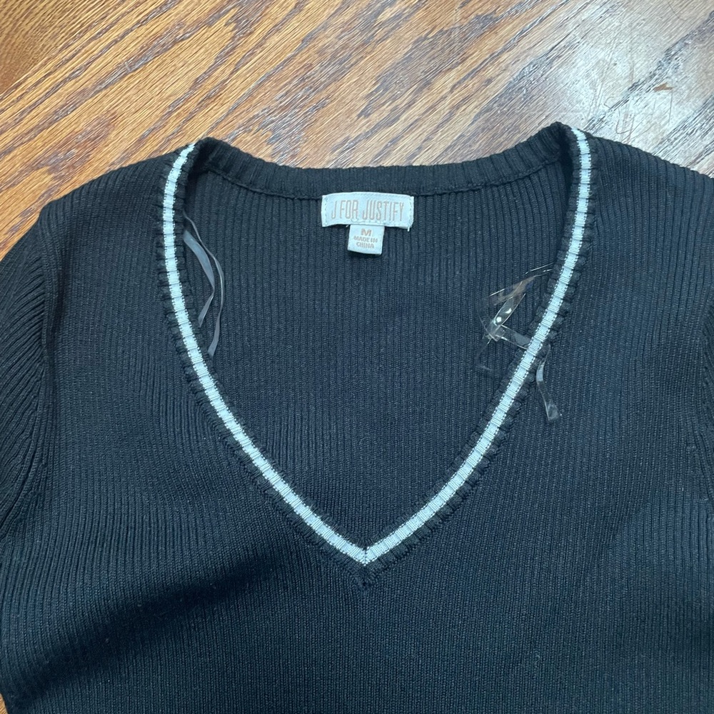 Justice Black V-Neck Sweater with Classic Design